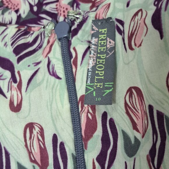 Free People Women's A Line Mini Dress Flutter Sleeve Pink Multi Floral Rayon 10 - Picture 6 of 6